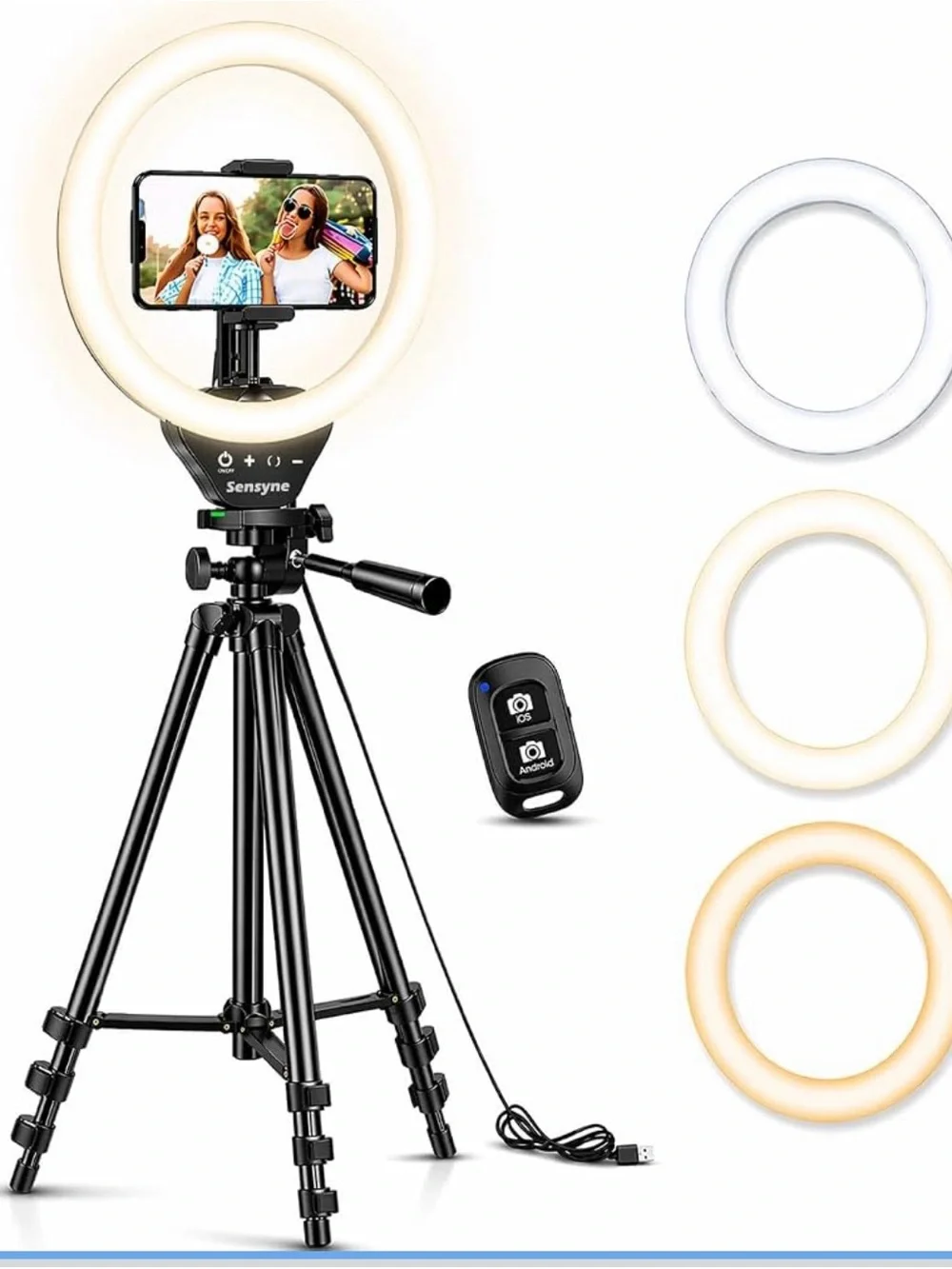 LED Ring Light with Adjustable Tripod — Black
